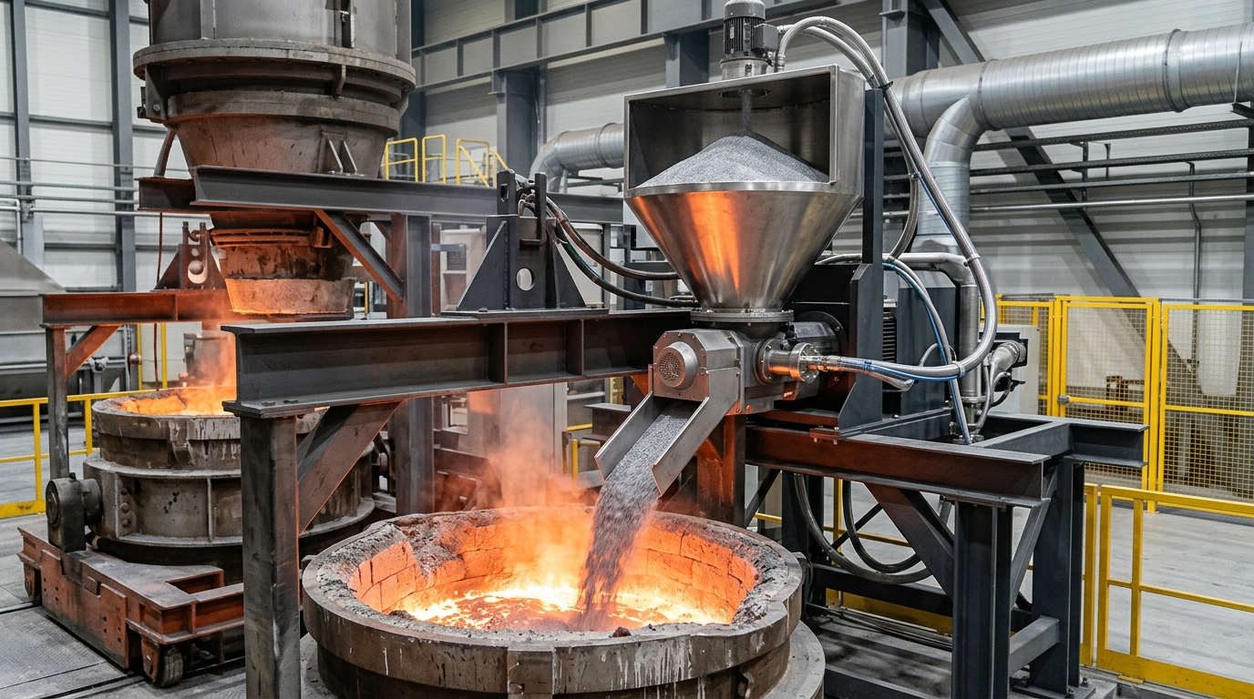 Metallurgical powder dosing and chemical process equipment in an industrial plant